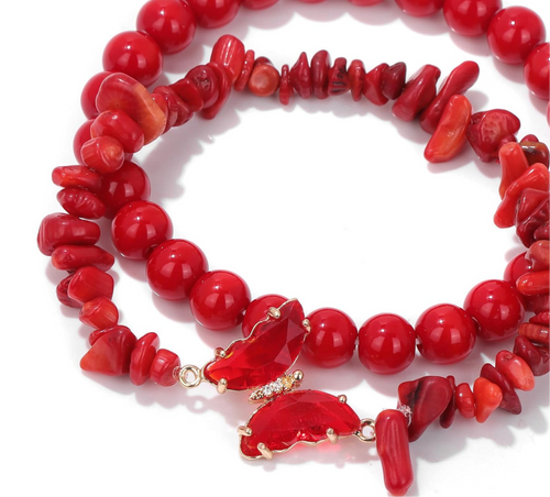 Red Coral Crystal bracelet