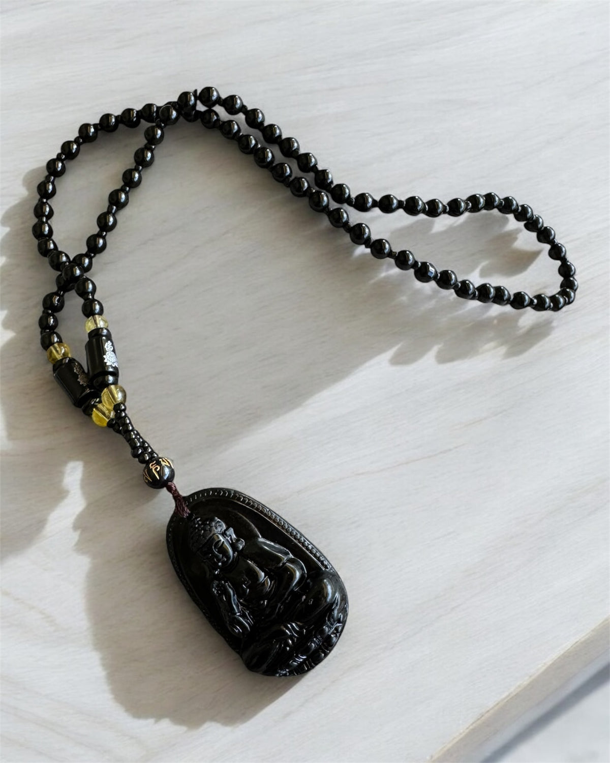 Black Obsidian Buddha Lucky Amulet Pendant