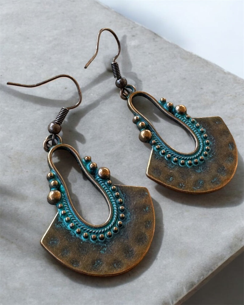 HANDMADE COPPER CARVED EARRINGS