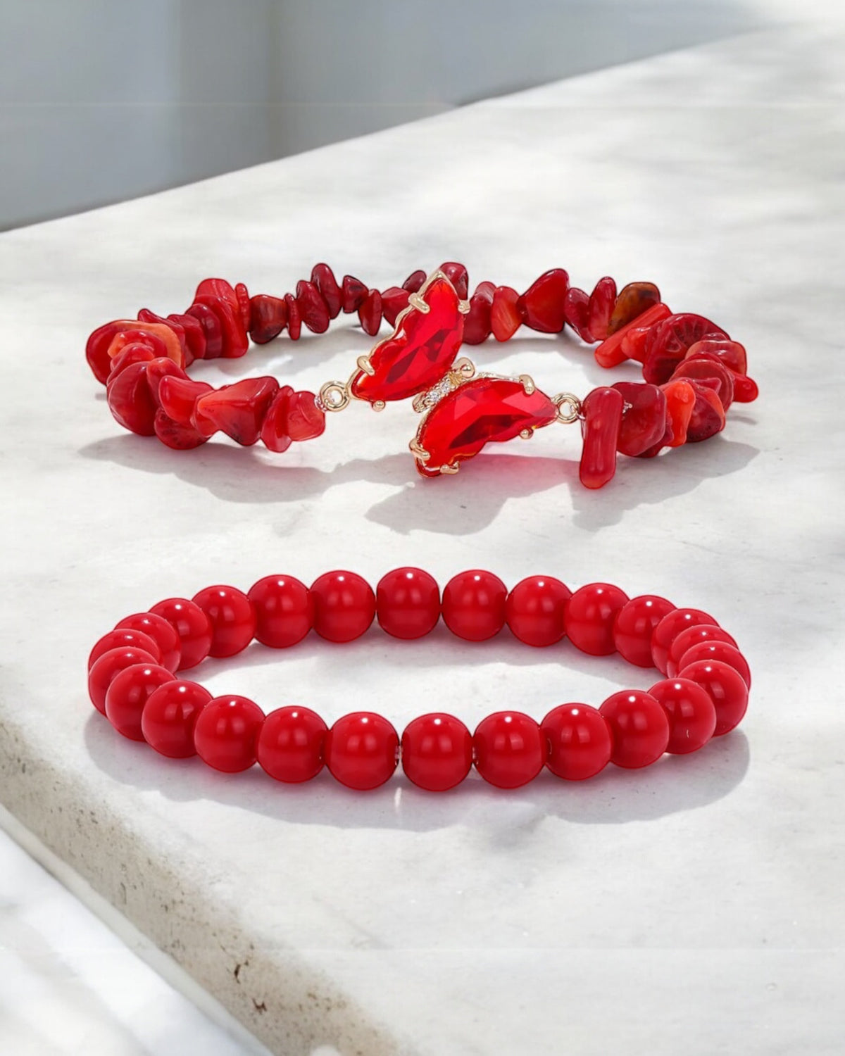 Red Coral Crystal bracelet